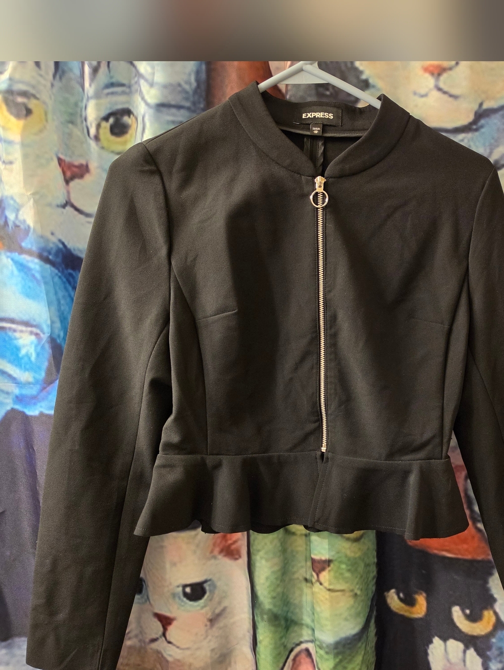 Express Black Peplum Zip Jacket